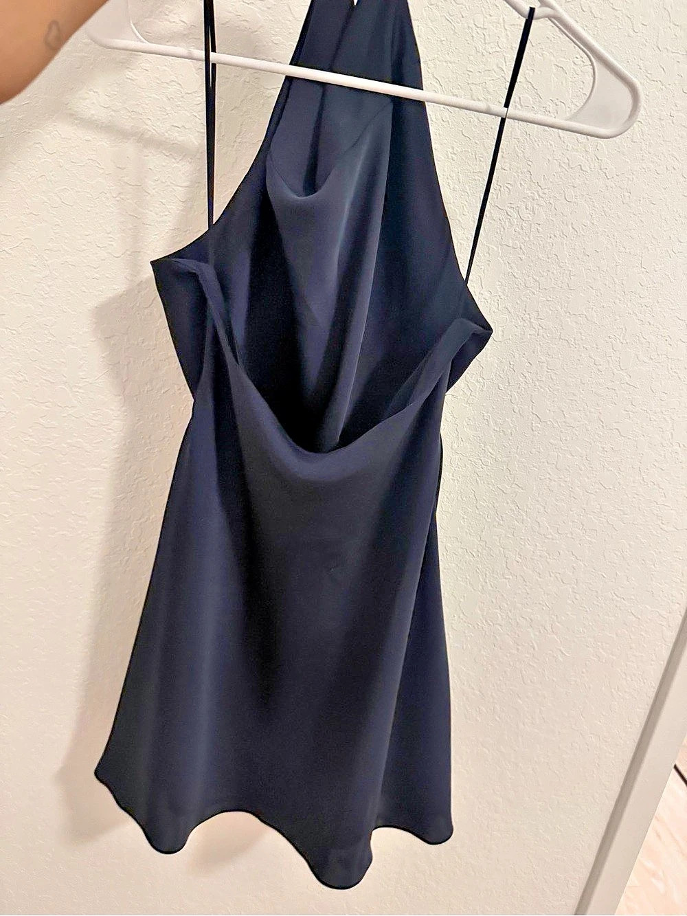 Barbaton Draped Mini Dress in Navy Like New